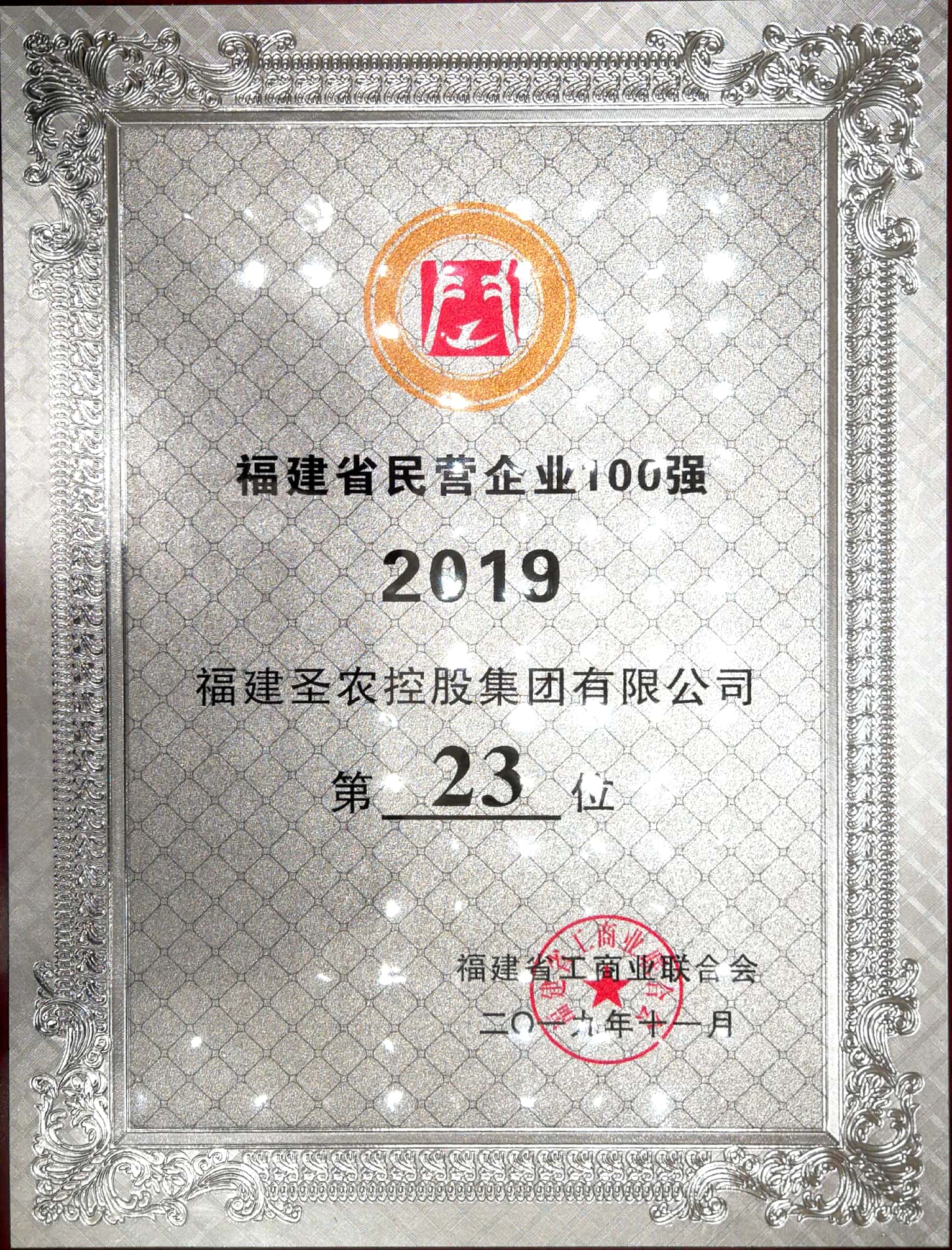 2019（新葡的京集团8814vip集团）福建民营企业100强
